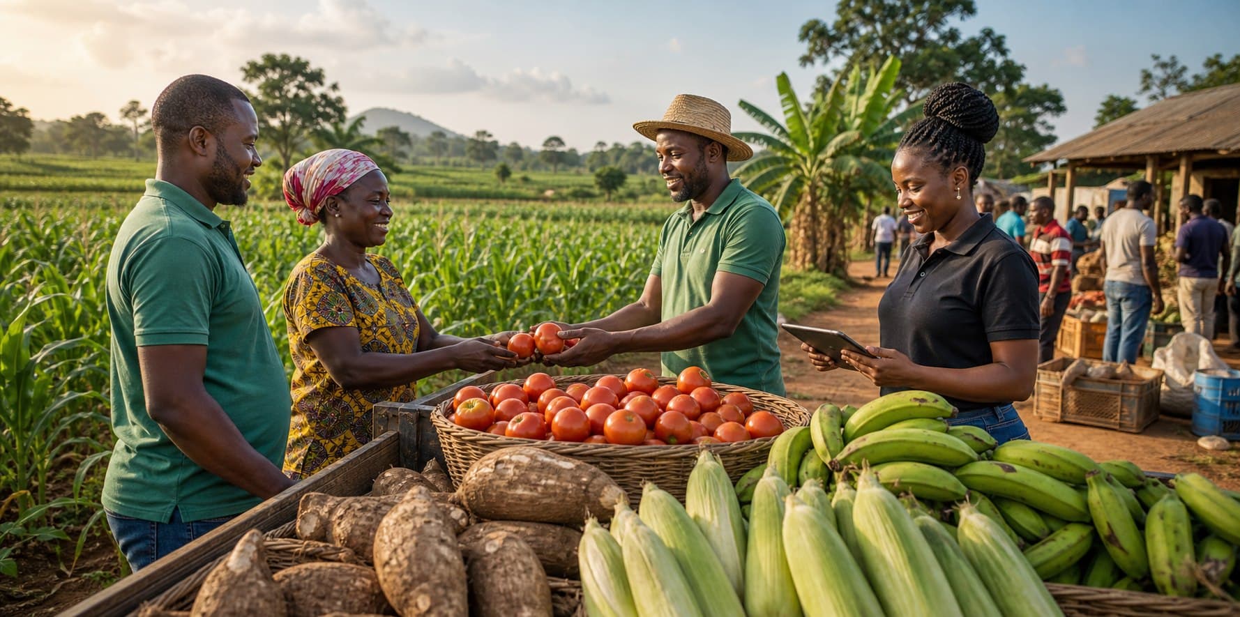 Ghanaian agriculture network with farmers and fresh produce